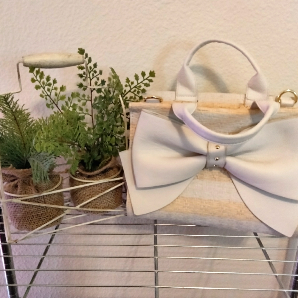 Betsey Johnson striped straw purse